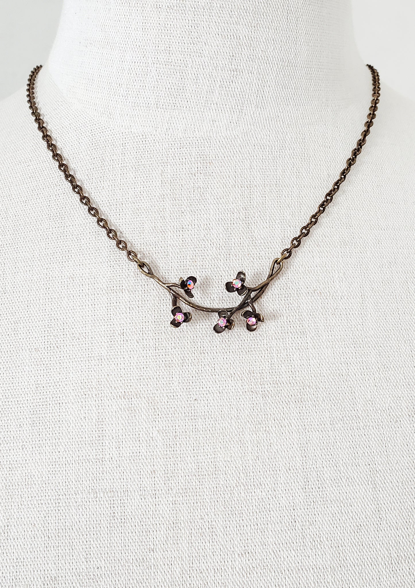 Dark Vine Flower Pendant Necklace