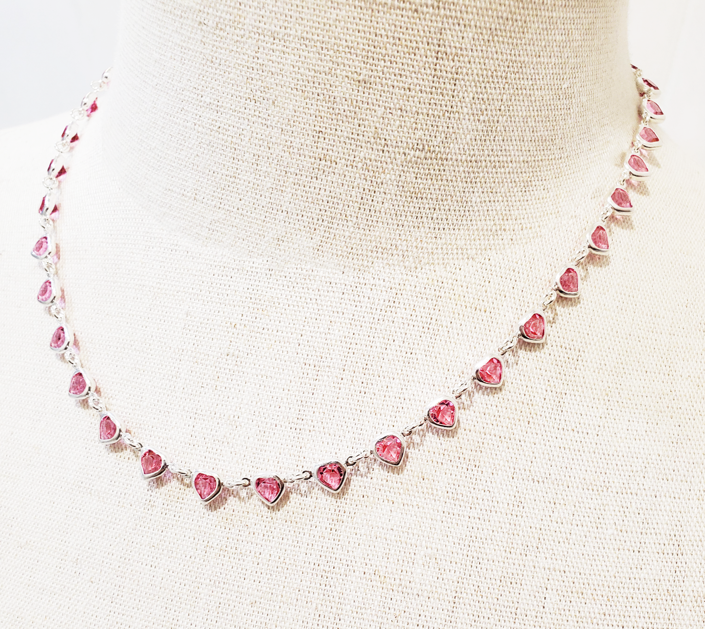Rose Silver Hearts Necklace