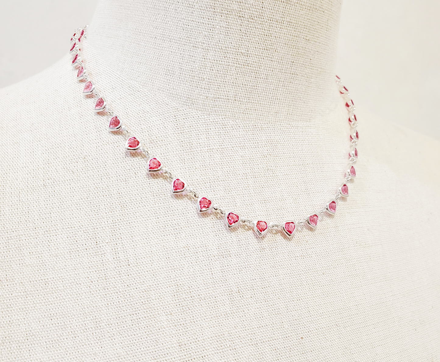 Rose Silver Hearts Necklace